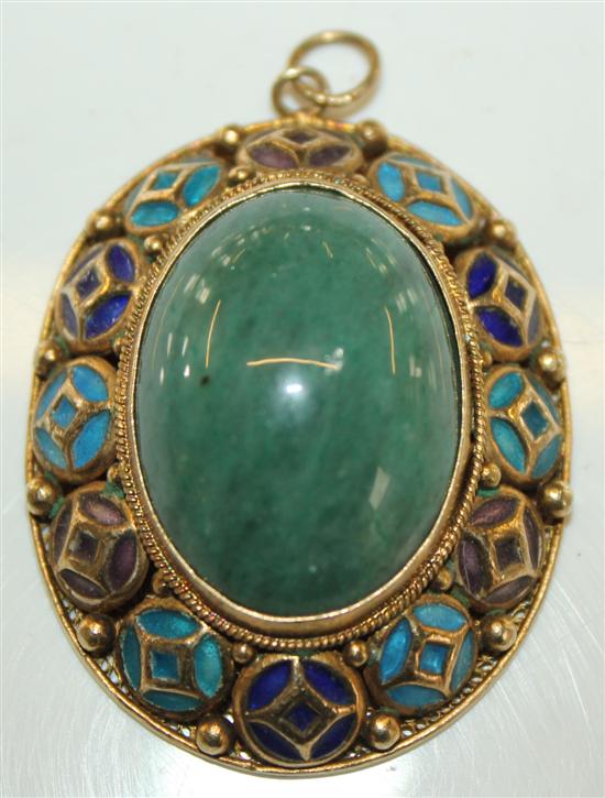 Chinese silver and enamel pendant